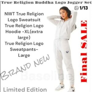 NWT True Religion Logo Buddha Hoodie Jogger SET!
(It's a SET/ top & bottom)🆕